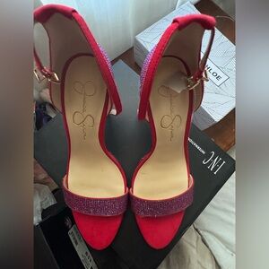 Jessica Simpson Red Suede d'Orsay Heels